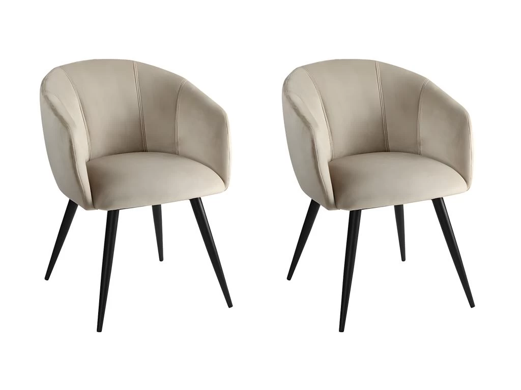 Lot De 2 Chaises VADIM De Pascal MORABITO - Velours Et Métal - Beige 3 Lot De 2 Chaises VADIM De Pascal MORABITO - Velours Et Métal - Beige