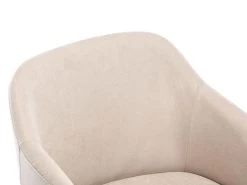Lot De 6 Chaises Avec Accoudoirs - Tissu Et Hévéa - Beige - JELISA -Magasin de meubles de restaurant chaise 4579321