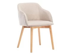 Lot De 6 Chaises Avec Accoudoirs - Tissu Et Hévéa - Beige - JELISA -Magasin de meubles de restaurant chaise 4579327
