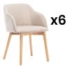 Lot De 6 Chaises Avec Accoudoirs - Tissu Et Hévéa - Beige - JELISA 1 Lot De 6 Chaises Avec Accoudoirs - Tissu Et Hévéa - Beige - JELISA -Magasin de meubles de restaurant chaise 4579473
