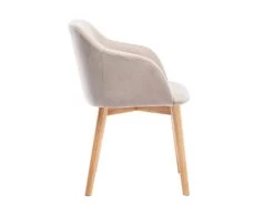 Lot De 6 Chaises Avec Accoudoirs - Tissu Et Hévéa - Beige - JELISA -Magasin de meubles de restaurant chaise 4579741