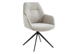 Lot De 2 Chaises Avec Accoudoirs DIMIA - Tissu Et Métal - Crème -Magasin de meubles de restaurant chaise 480071