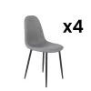 Lot De 4 Chaises EFFIE - Tissu - Gris - Pieds Métal Noir