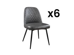 Lot De 6 Chaises JOPLIN - Simili & Métal - Anthracite