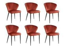 Lot De 6 Chaises CRUSTI - Velours Et Métal - Terracotta -Magasin de meubles de restaurant chaise 480493
