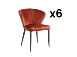 Lot De 6 Chaises CRUSTI - Velours Et Métal - Terracotta