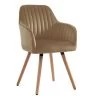 Chaise Avec Accoudoirs - Velours Et Métal Effet Bois - Beige - ELEANA -Magasin de meubles de restaurant chaise 480807