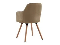 Chaise Avec Accoudoirs - Velours Et Métal Effet Bois - Beige - ELEANA -Magasin de meubles de restaurant chaise 480809