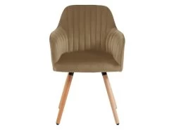 Chaise Avec Accoudoirs - Velours Et Métal Effet Bois - Beige - ELEANA -Magasin de meubles de restaurant chaise 480811