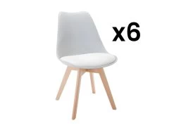 Lot De 6 Chaises JODY - Polypropylène Et Hêtre - Gris Clair