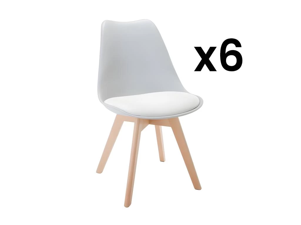 Lot De 6 Chaises JODY - Polypropylène Et Hêtre - Gris Clair 3 Lot De 6 Chaises JODY - Polypropylène Et Hêtre - Gris Clair
