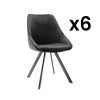Lot De 6 Chaises VIENNA - Velours & Métal - Noir