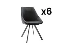 Lot De 6 Chaises VIENNA - Velours & Métal - Noir