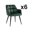 Lot De 6 Chaises Avec Accoudoirs - Velours Et Métal - Vert - PEGA -Magasin de meubles de restaurant chaise 491719