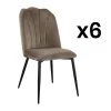 Lot De 6 Chaises ROSARIO - Effet Velours Et Métal Noir - Taupe -Magasin de meubles de restaurant chaise 491737