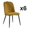 Lot De 6 Chaises ROSARIO - Effet Velours Et Métal Noir - Jaune -Magasin de meubles de restaurant chaise 491739