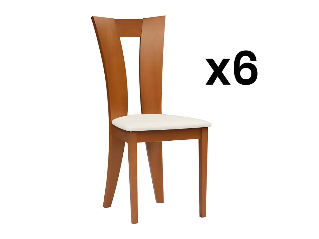Lot De 6 Chaises TIFFANY - Hêtre Massif - Coloris : Chêne Et Blanc 3 Lot De 6 Chaises TIFFANY - Hêtre Massif - Coloris : Chêne Et Blanc