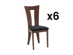 Lot De 6 Chaises TIFFANY - Hêtre Massif - Coloris : Noyer Et Expresso