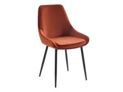 Lot De 6 Chaises - Velours Et Métal Noir - Terracotta - MASURIE -Magasin de meubles de restaurant chaise 497735