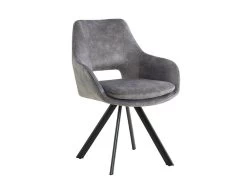 Lot De 2 Chaises Avec Accoudoirs - Velours Et Métal - Gris - KELINE -Magasin de meubles de restaurant chaise 506947