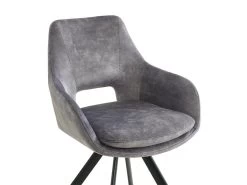 Lot De 2 Chaises Avec Accoudoirs - Velours Et Métal - Gris - KELINE -Magasin de meubles de restaurant chaise 506949