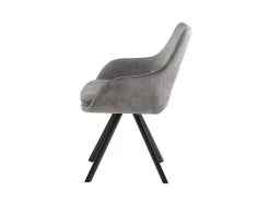 Lot De 2 Chaises Avec Accoudoirs - Velours Et Métal - Gris - KELINE -Magasin de meubles de restaurant chaise 506951