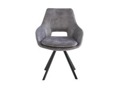 Lot De 2 Chaises Avec Accoudoirs - Velours Et Métal - Gris - KELINE -Magasin de meubles de restaurant chaise 506955