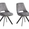 Lot De 2 Chaises - Velours Et Métal - Gris - KELINE -Magasin de meubles de restaurant chaise 507093
