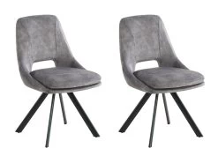 Lot De 2 Chaises - Velours Et Métal - Gris - KELINE