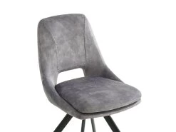 Lot De 2 Chaises - Velours Et Métal - Gris - KELINE -Magasin de meubles de restaurant chaise 507097