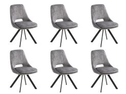 Lot De 6 Chaises - Velours Et Métal - Gris - KELINE -Magasin de meubles de restaurant chaise 507109