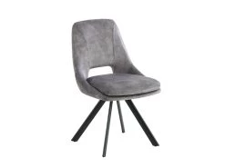 Lot De 6 Chaises - Velours Et Métal - Gris - KELINE -Magasin de meubles de restaurant chaise 507111