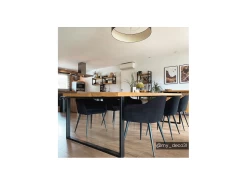 Lot De 6 Chaises BIBO - Avec Accoudoirs - Effet Velours & Métal - Noir -Magasin de meubles de restaurant chaise 507499