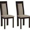 Lot De 2 Chaises BELINDA - Hêtre Et Tissu - Coloris : Noyer Et Beige