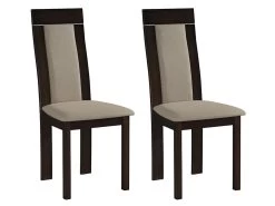 Lot De 2 Chaises BELINDA - Hêtre Et Tissu - Coloris : Noyer Et Beige