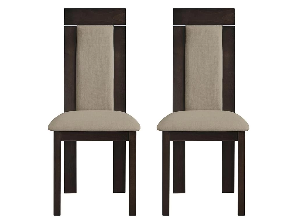 Lot De 2 Chaises BELINDA - Hêtre Et Tissu - Coloris : Noyer Et Beige 4 Lot De 2 Chaises BELINDA - Hêtre Et Tissu - Coloris : Noyer Et Beige – Image 2