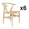 Lot De 6 Chaises En Teck Et Paille - Coloris : Naturel - POGIANA -Magasin de meubles de restaurant chaise 5565985