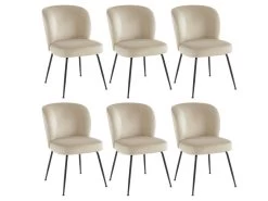 Lot De 6 Chaises En Velours Et Métal - Beige - POLPONA De Pascal MORABITO 15 Lot De 6 Chaises En Velours Et Métal - Beige - POLPONA De Pascal MORABITO -Magasin de meubles de restaurant chaise 6840283