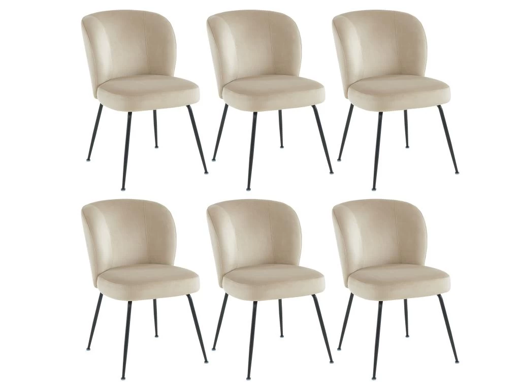 Lot De 6 Chaises En Velours Et Métal - Beige - POLPONA De Pascal MORABITO 9 Lot De 6 Chaises En Velours Et Métal - Beige - POLPONA De Pascal MORABITO – Image 7