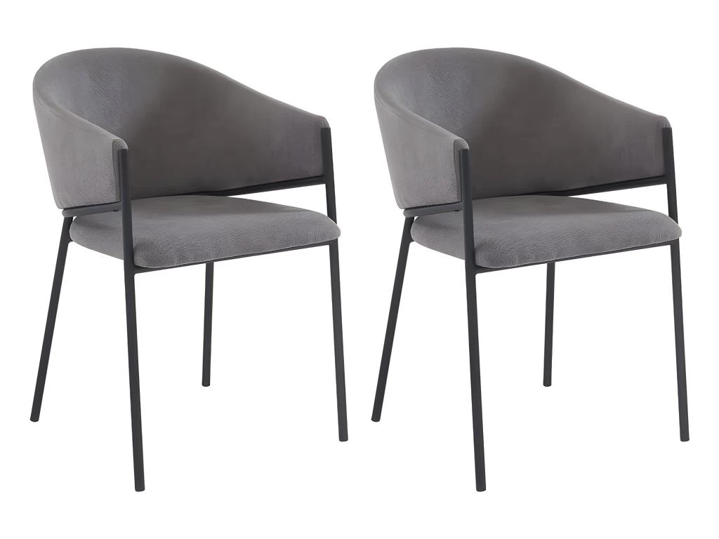 Lot De 2 Chaises Avec Accoudoirs En Tissu Et Métal - Gris - ORDIDA De Pascal MORABITO 3 Lot De 2 Chaises Avec Accoudoirs En Tissu Et Métal - Gris - ORDIDA De Pascal MORABITO