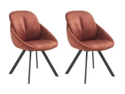 Lot De 2 Chaises Avec Accoudoirs En Velours Et Métal - Terracotta - BUSSELTON