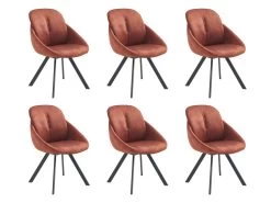 Lot De 6 Chaises Avec Accoudoirs En Velours Et Métal - Terracotta - BUSSELTON -Magasin de meubles de restaurant chaise 7325783