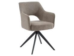 Lot De 2 Chaises Pivotantes Avec Accoudoirs En Tissu Et Métal - Taupe - KONYA -Magasin de meubles de restaurant chaise 7611137