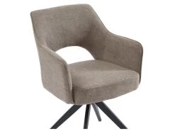 Lot De 2 Chaises Pivotantes Avec Accoudoirs En Tissu Et Métal - Taupe - KONYA -Magasin de meubles de restaurant chaise 7611139