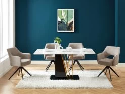 Lot De 2 Chaises Pivotantes Avec Accoudoirs En Tissu Et Métal - Taupe - KONYA -Magasin de meubles de restaurant chaise 7611149