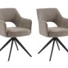 Lot De 2 Chaises Pivotantes Avec Accoudoirs En Tissu Et Métal - Taupe - KONYA -Magasin de meubles de restaurant chaise 7611151