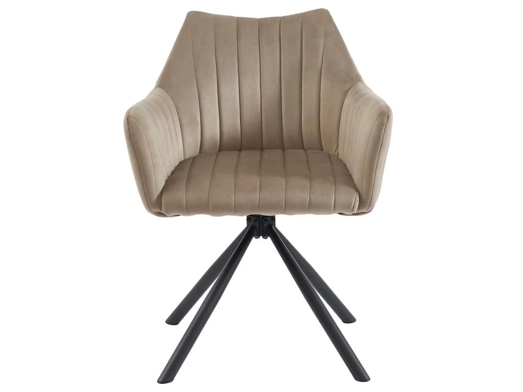 Lot De 6 Chaises Avec Accoudoirs En Velours Et Métal - Beige - IZIALI De Pascal MORABITO 5 Lot De 6 Chaises Avec Accoudoirs En Velours Et Métal - Beige - IZIALI De Pascal MORABITO – Image 3