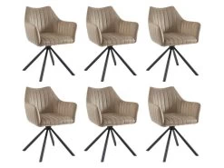 Lot De 6 Chaises Avec Accoudoirs En Velours Et Métal - Beige - IZIALI De Pascal MORABITO 19 Lot De 6 Chaises Avec Accoudoirs En Velours Et Métal - Beige - IZIALI De Pascal MORABITO -Magasin de meubles de restaurant chaise 7729635