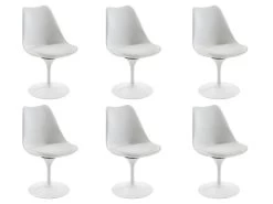 Lot De 6 Chaises En Polypropylène, Tissu Et Métal - Blanc - XAFY -Magasin de meubles de restaurant chaise 8122561