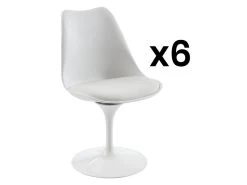 Lot De 6 Chaises En Polypropylène, Tissu Et Métal - Blanc - XAFY